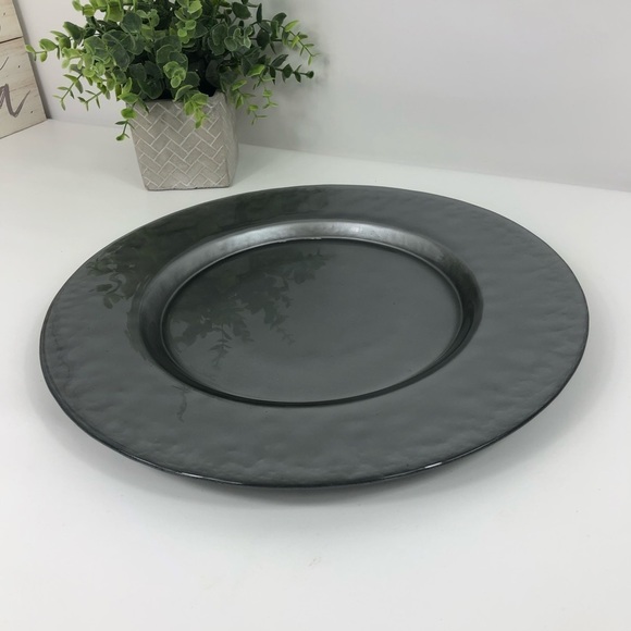 SET of 3 Pcs Pottery Barn 13”Shimmering Gray Tones Hammered Heavy Glass - Picture 9 of 15